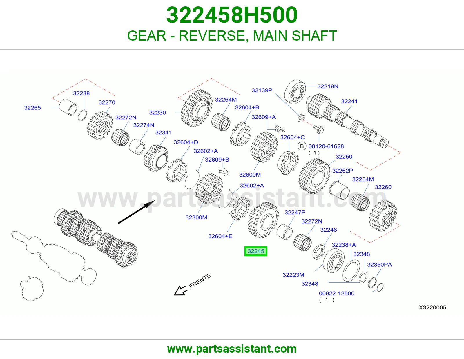 GEAR - REVERSE, MAIN SHAFT