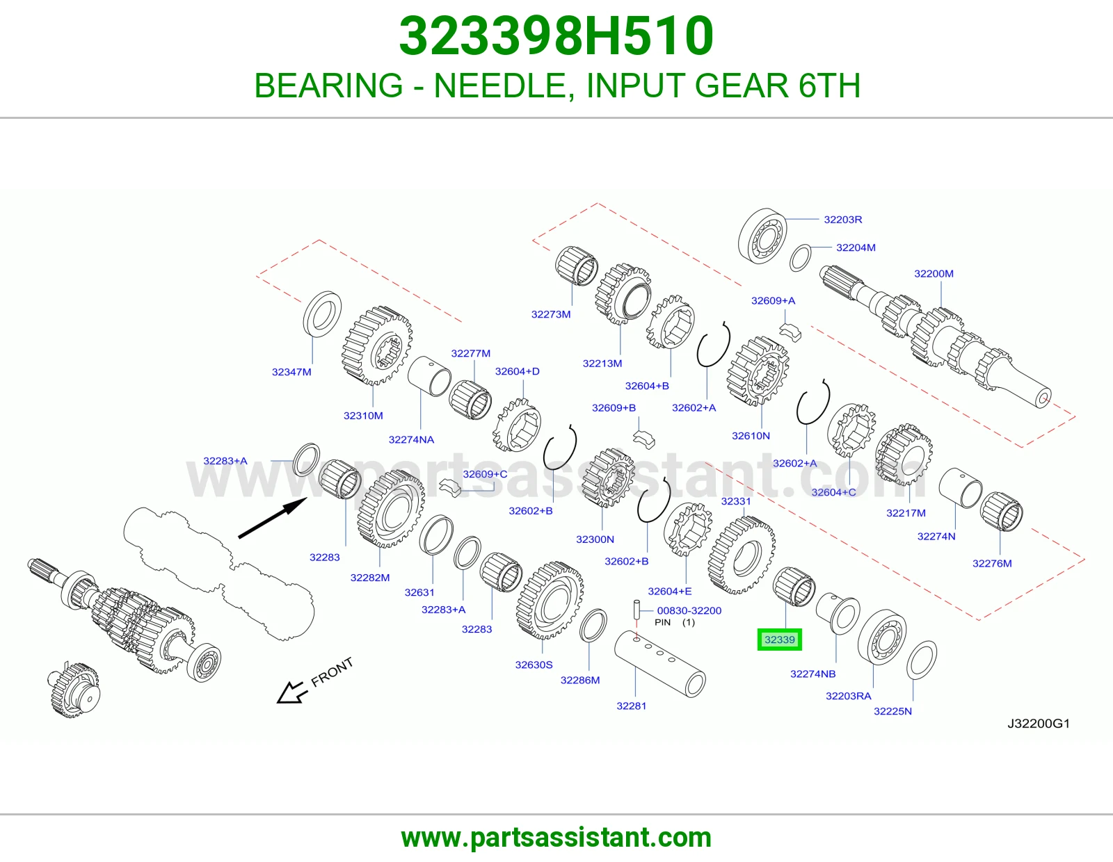 BEARING - NEEDLE, INPUT GEAR 6TH