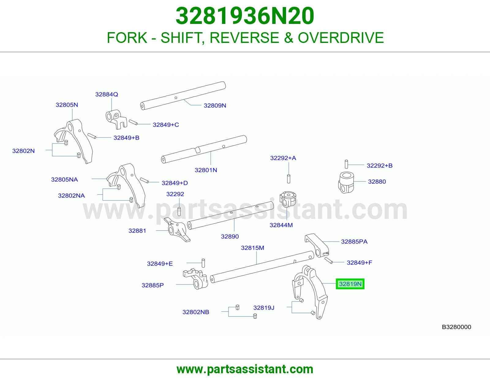 FORK - SHIFT, REVERSE & OVERDRIVE