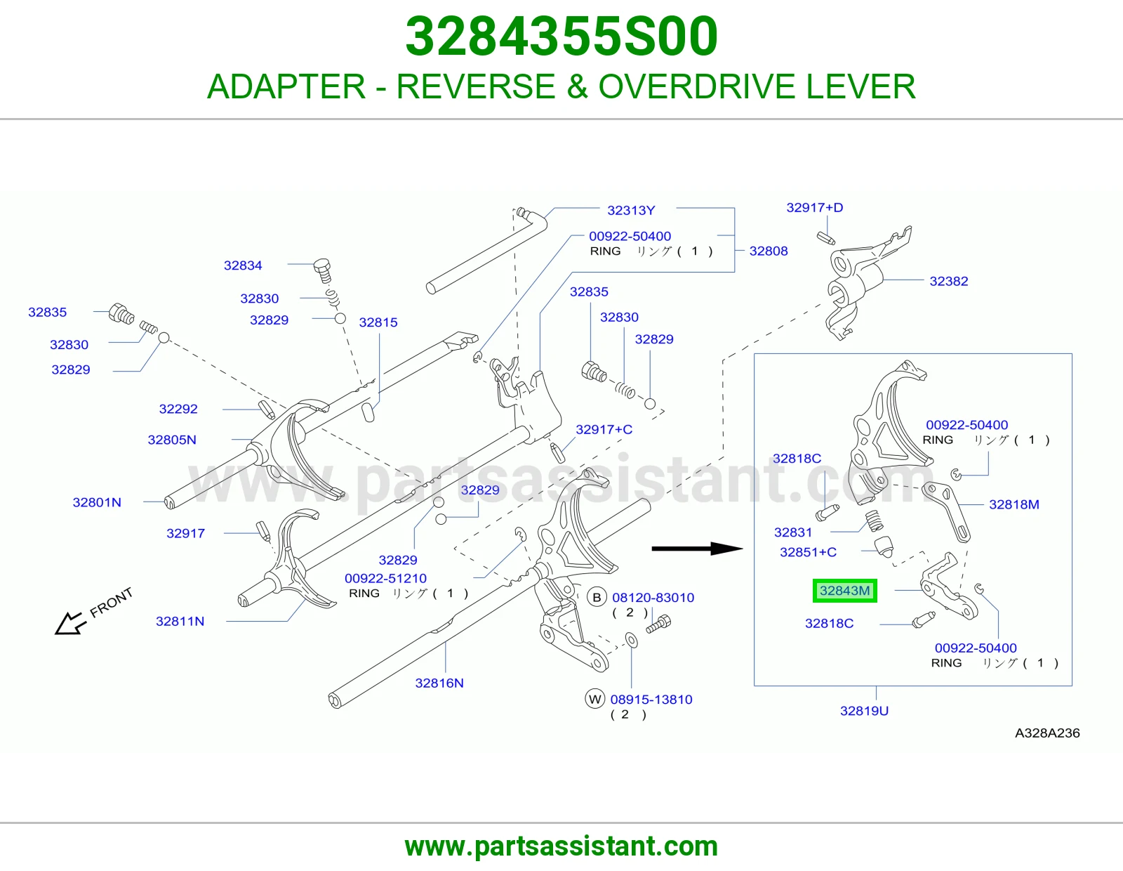 ADAPTER - REVERSE & OVERDRIVE LEVER