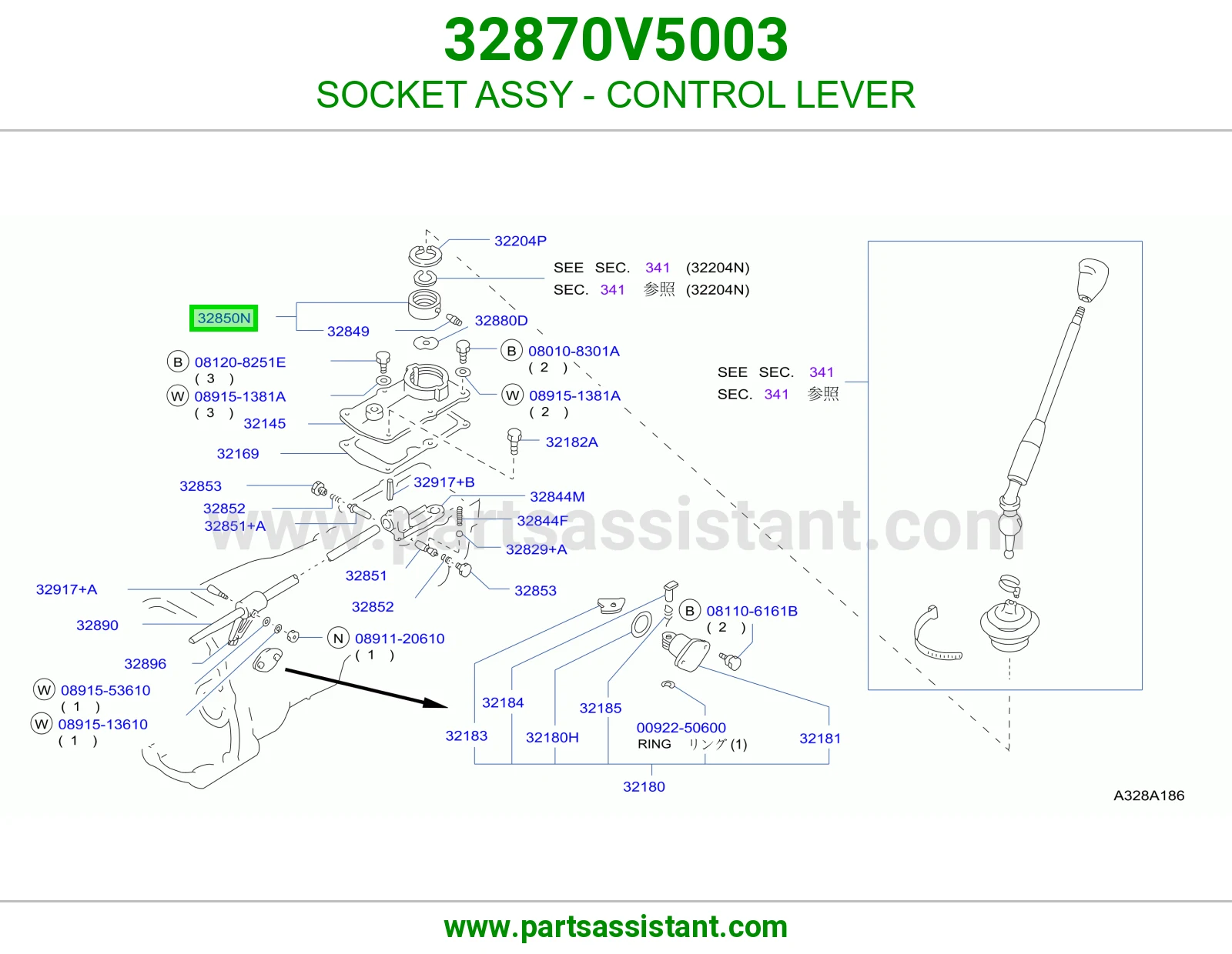 SOCKET ASSY - CONTROL LEVER