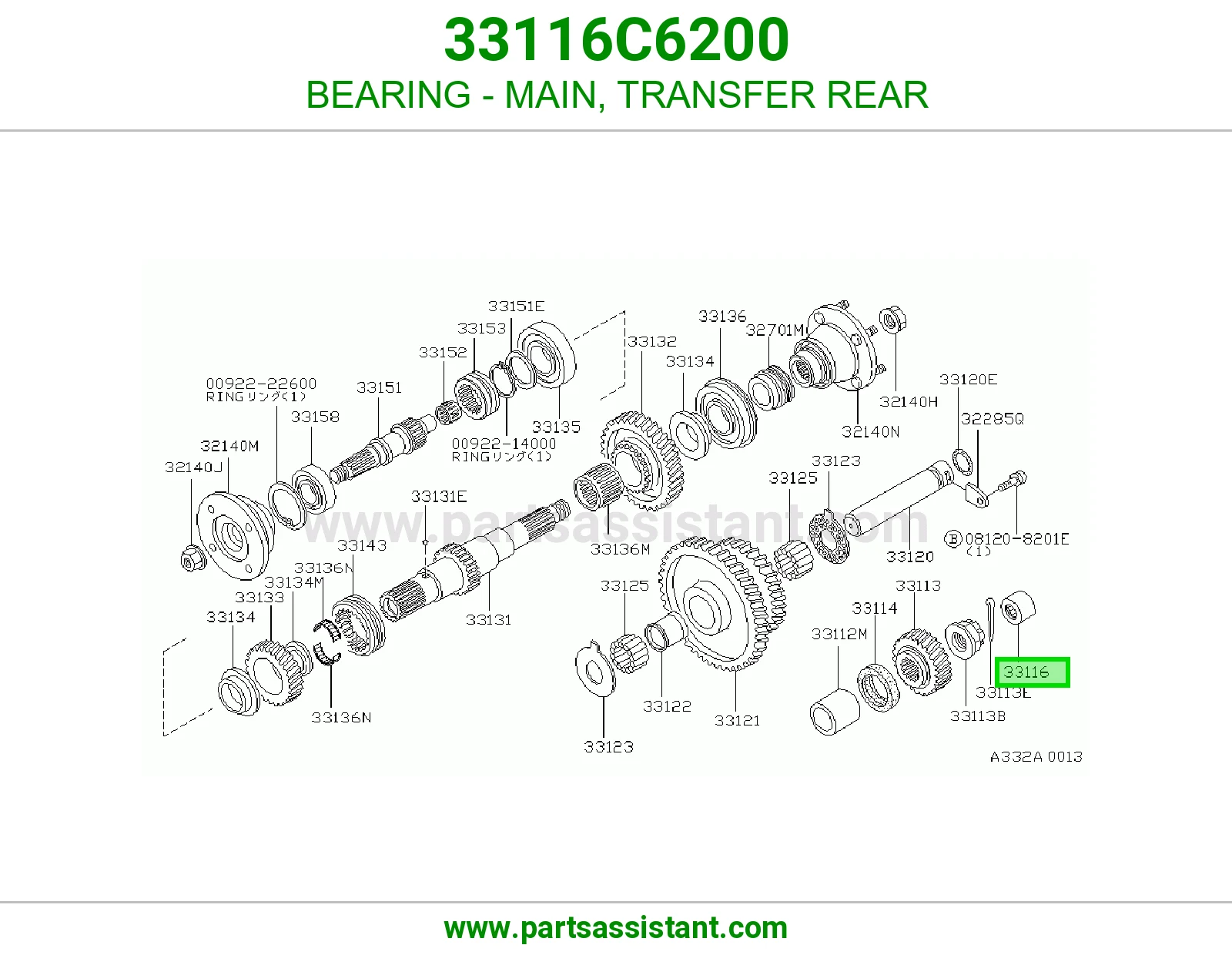 BEARING - MAIN, TRANSFER REAR