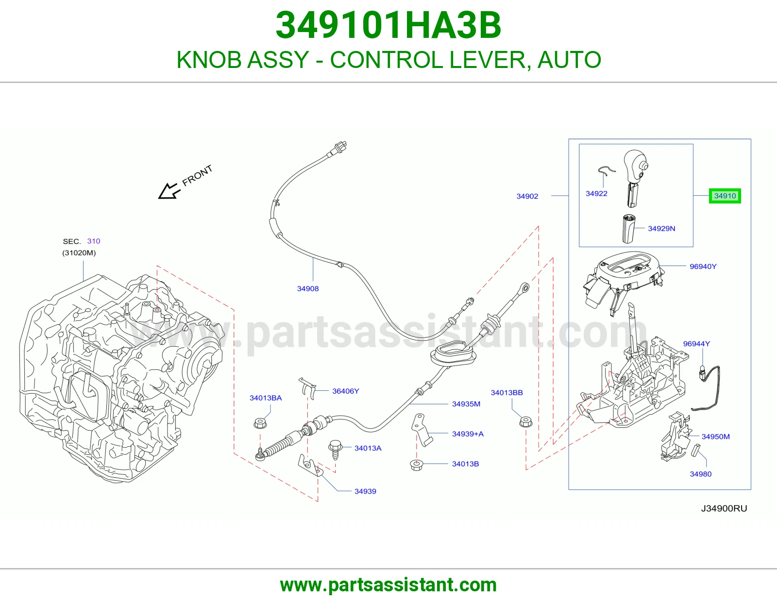 KNOB ASSY - CONTROL LEVER, AUTO