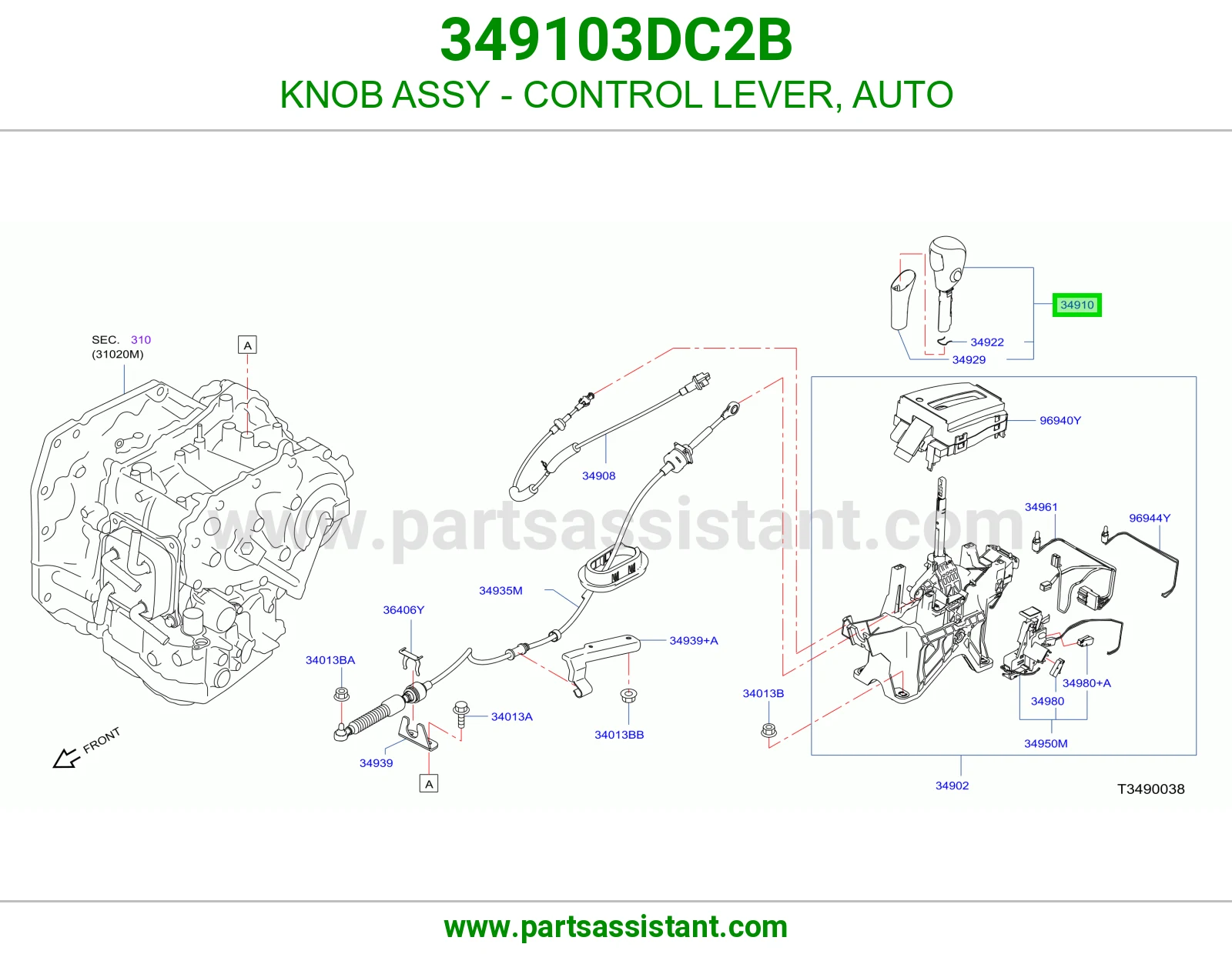 KNOB ASSY - CONTROL LEVER, AUTO