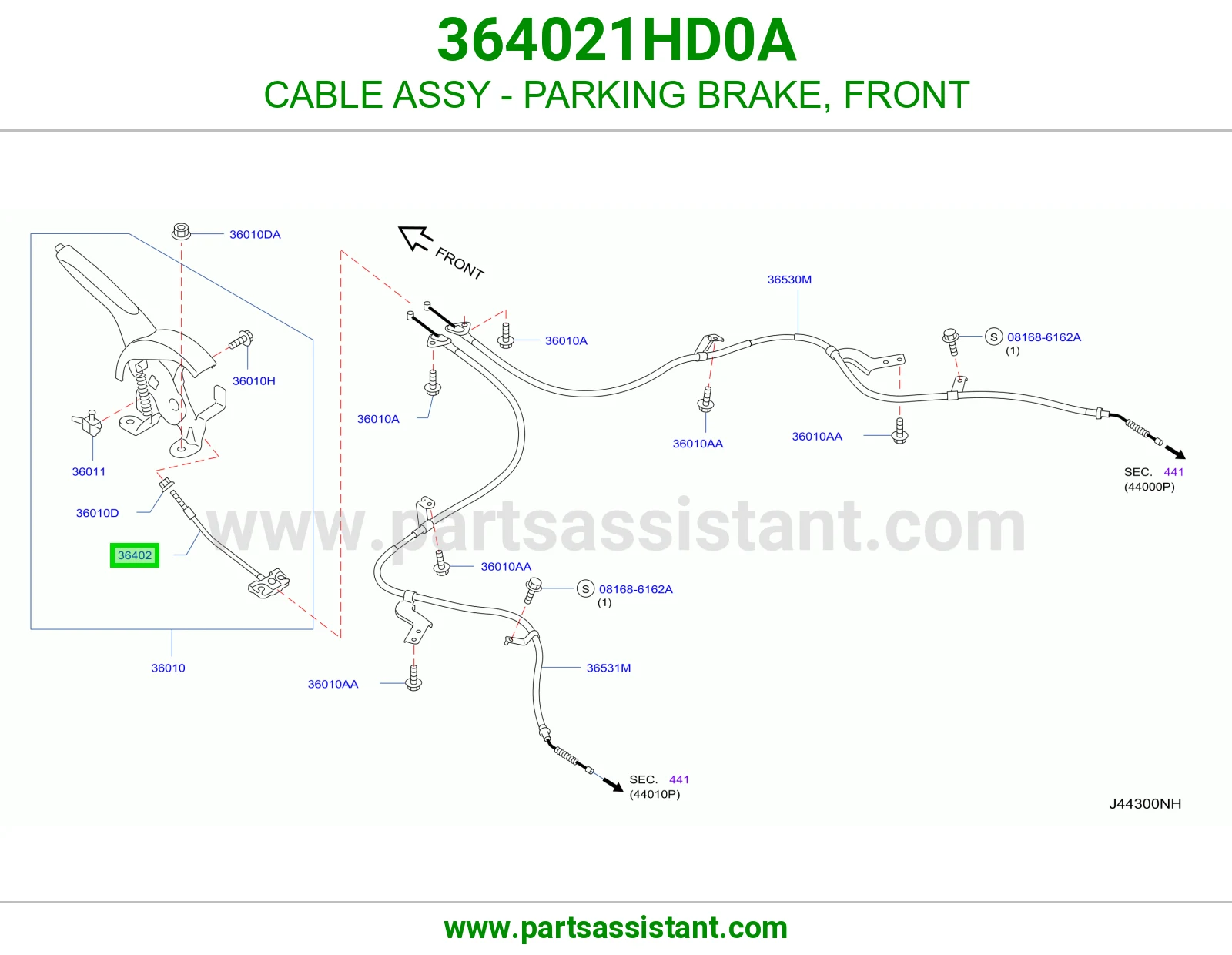 CABLE ASSY - PARKING BRAKE, FRONT
