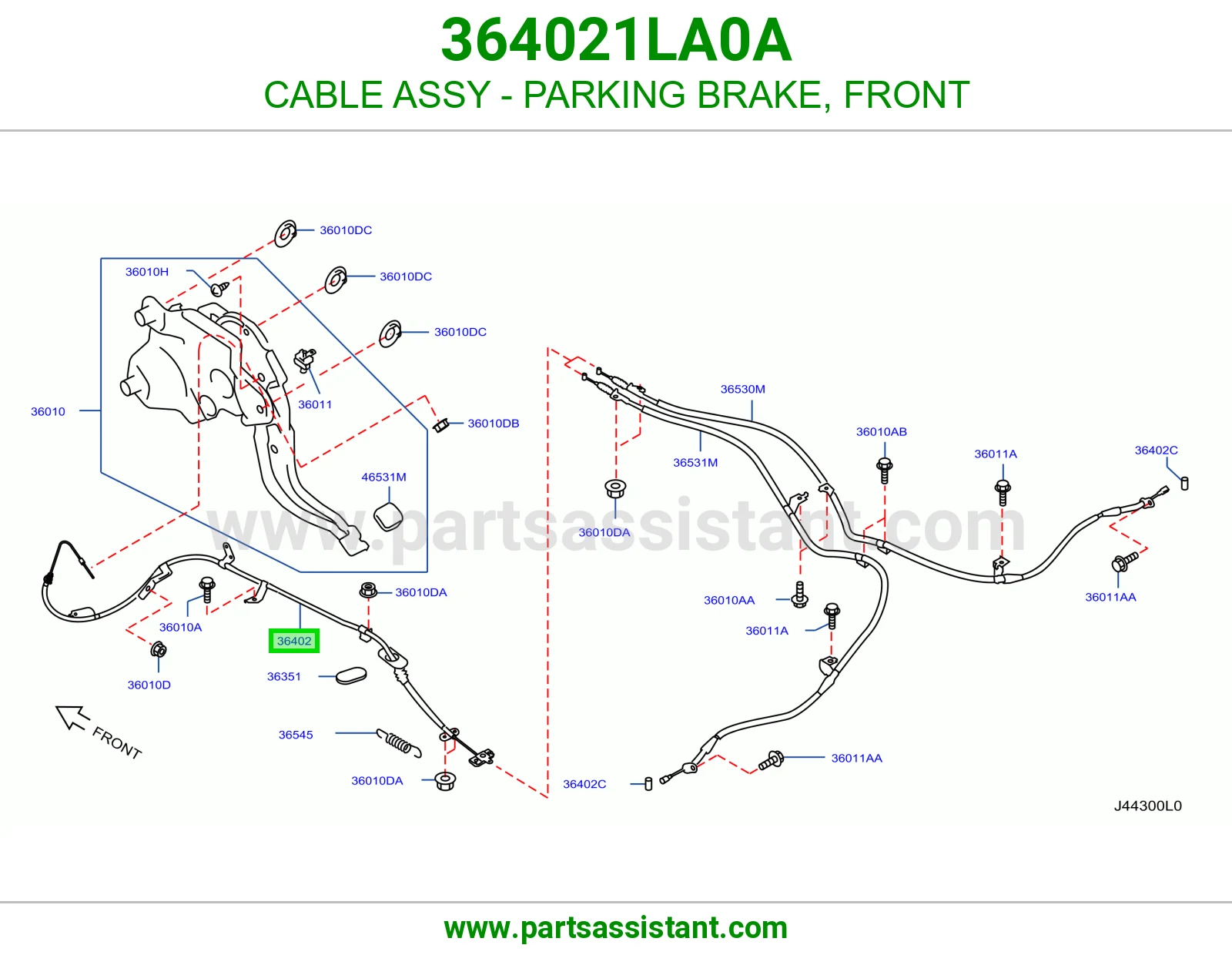 CABLE ASSY - PARKING BRAKE, FRONT
