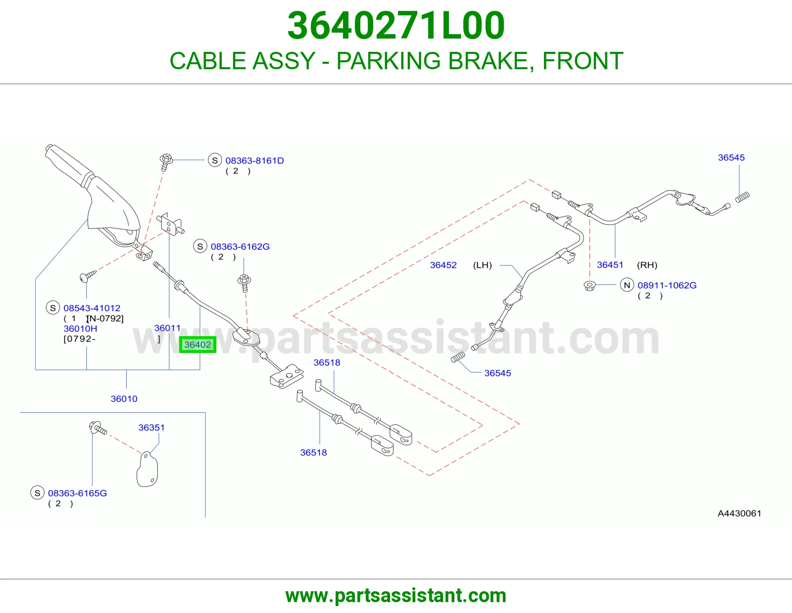 CABLE ASSY - PARKING BRAKE, FRONT