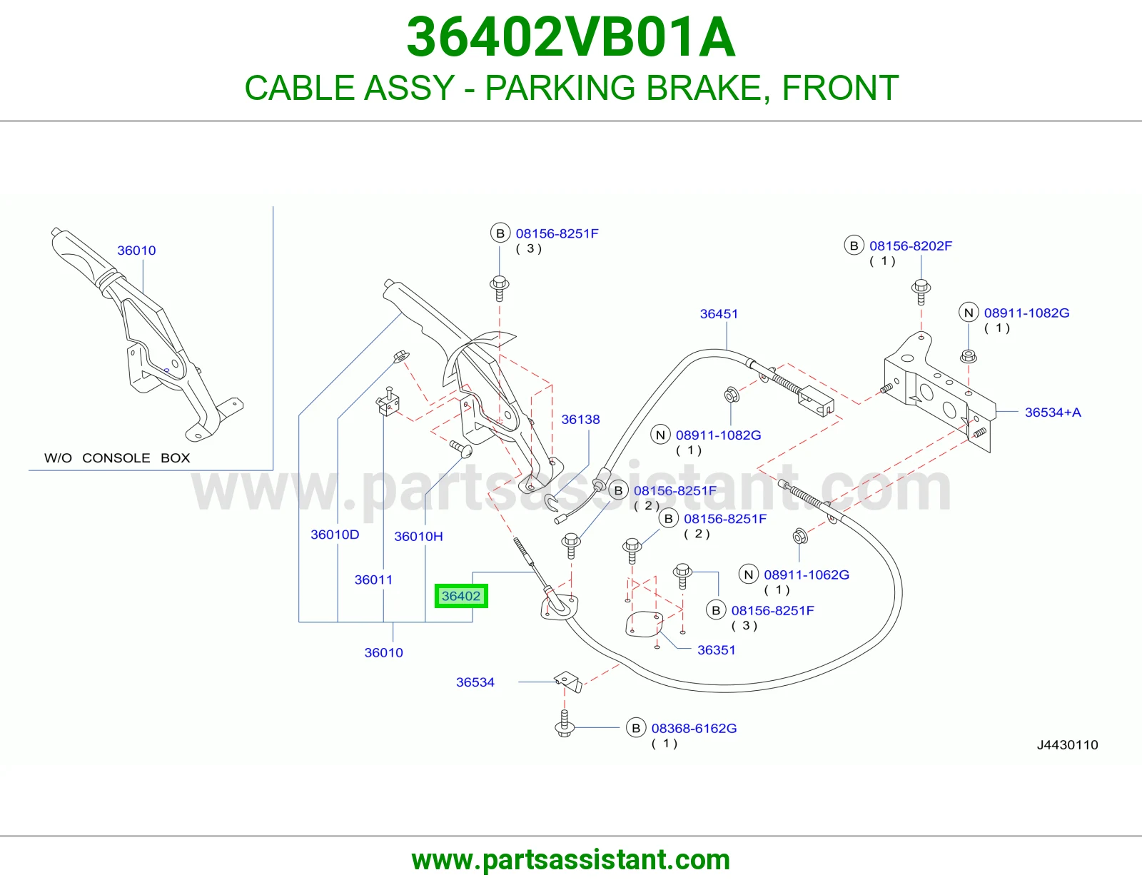 CABLE ASSY - PARKING BRAKE, FRONT