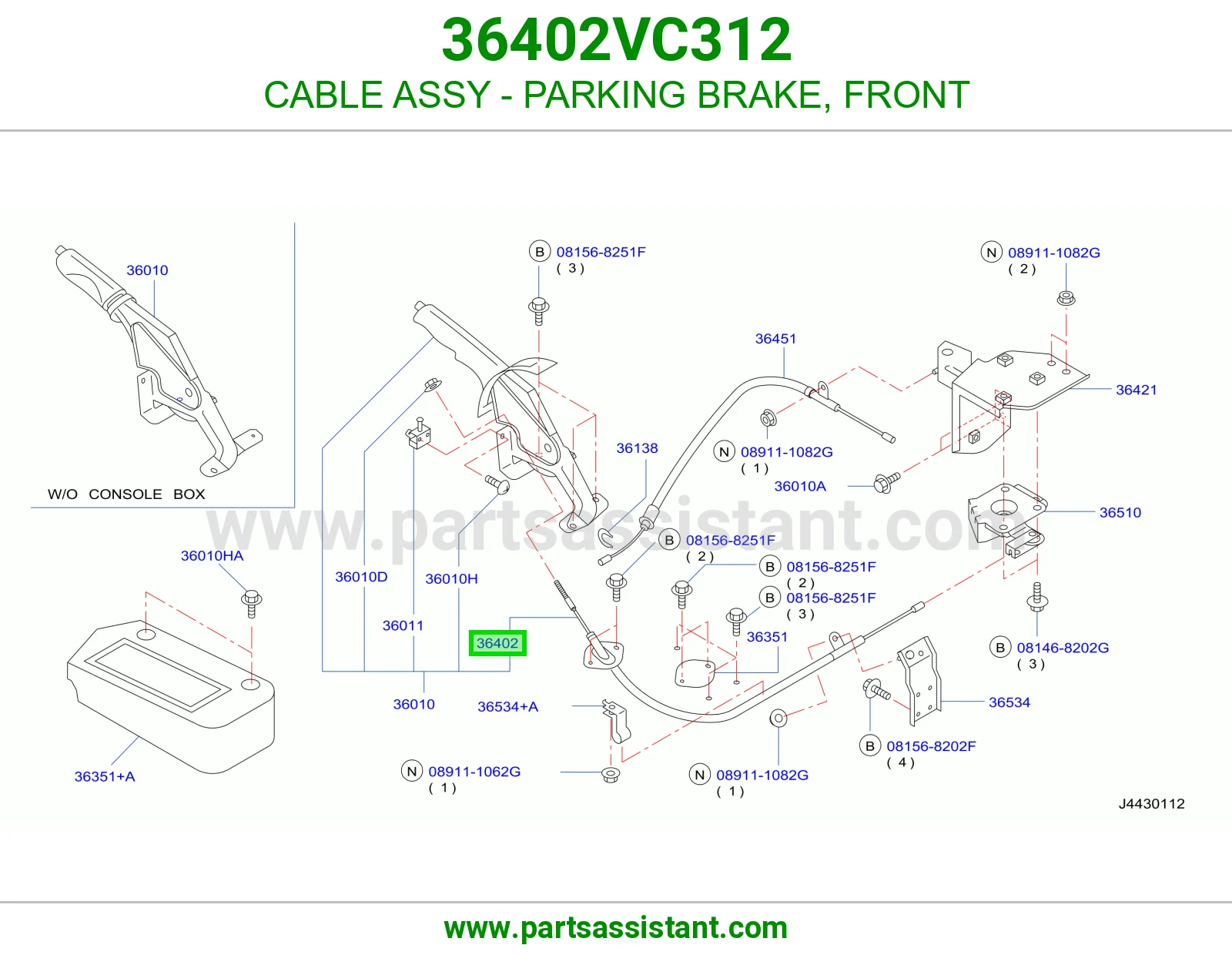 CABLE ASSY - PARKING BRAKE, FRONT