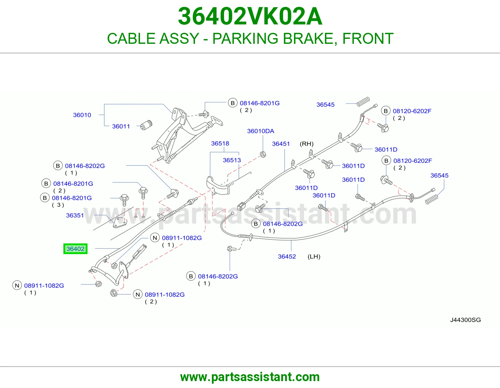 CABLE ASSY - PARKING BRAKE, FRONT