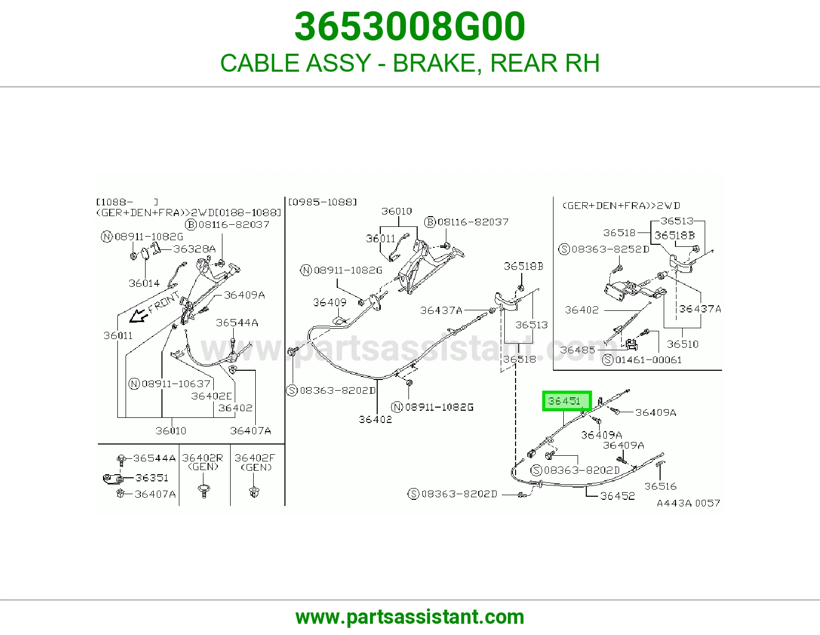 CABLE ASSY - BRAKE, REAR RH