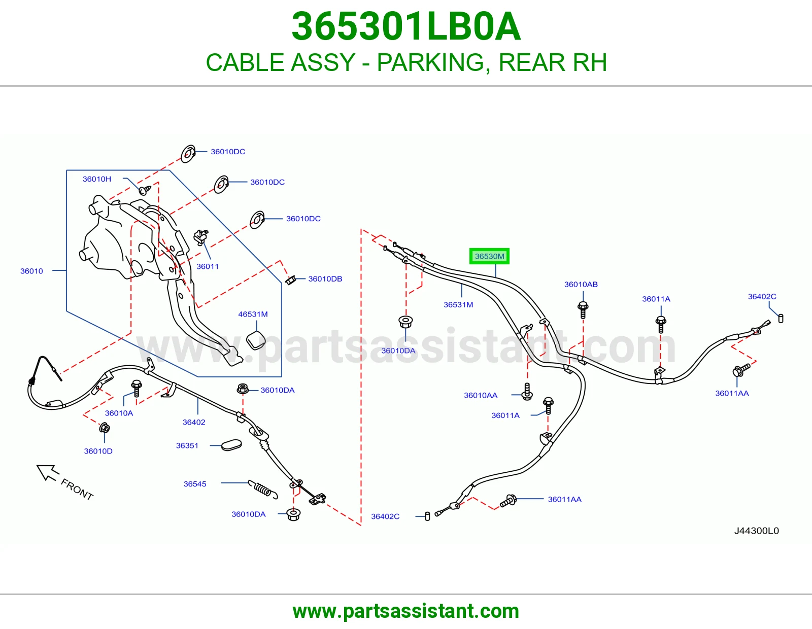 CABLE ASSY - PARKING, REAR RH