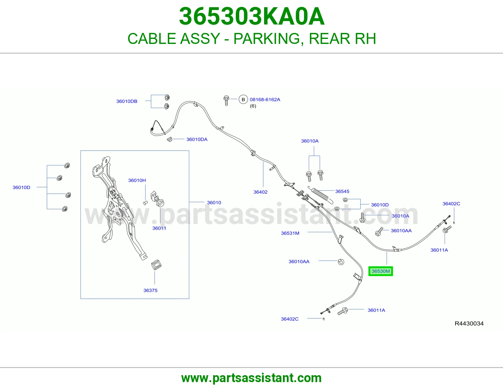 CABLE ASSY - PARKING, REAR RH
