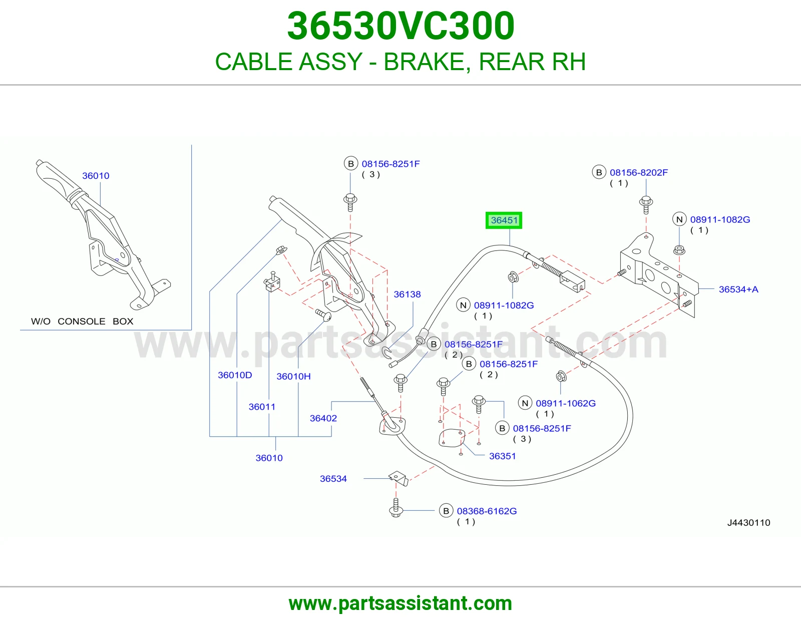 CABLE ASSY - BRAKE, REAR RH