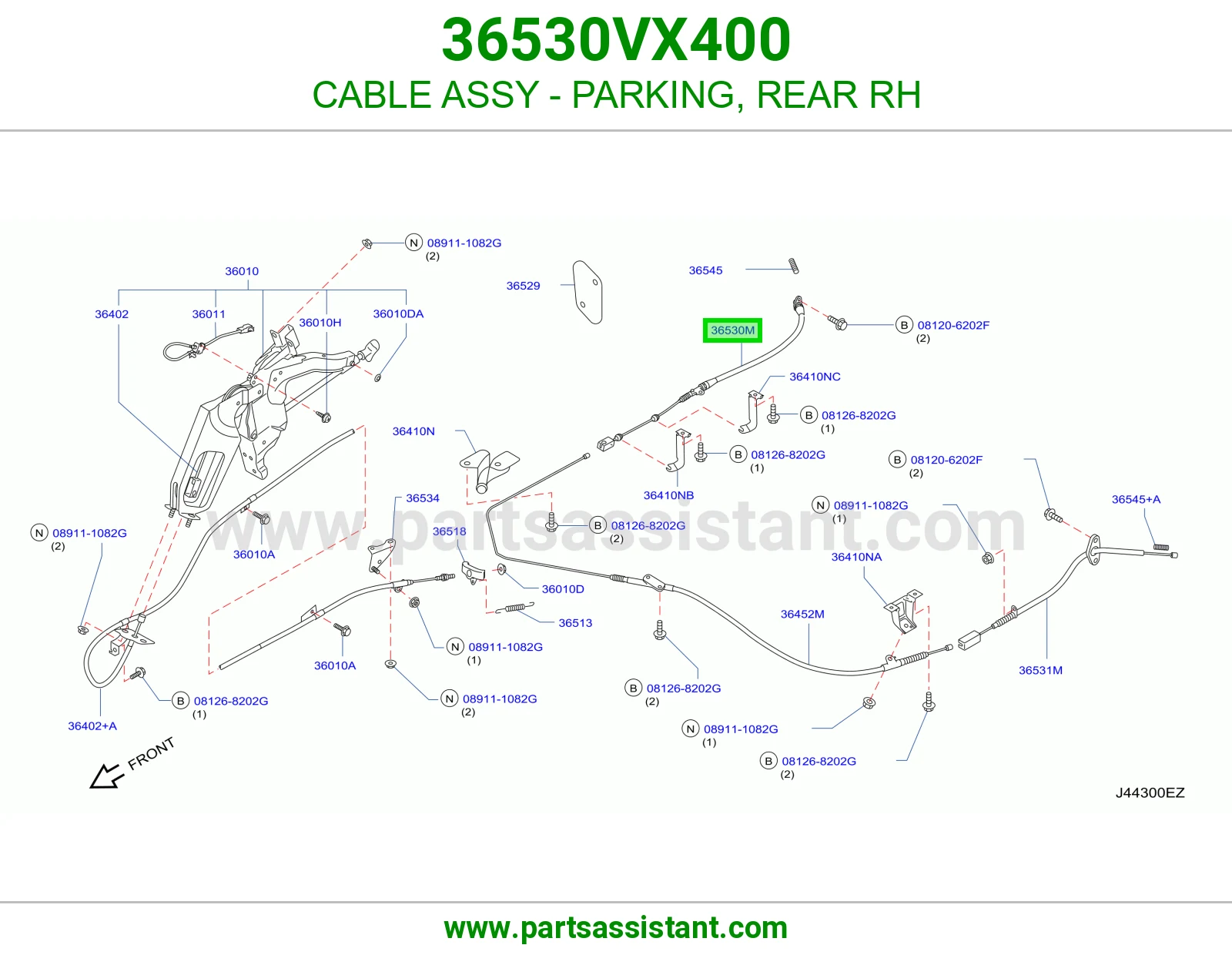 CABLE ASSY - PARKING, REAR RH