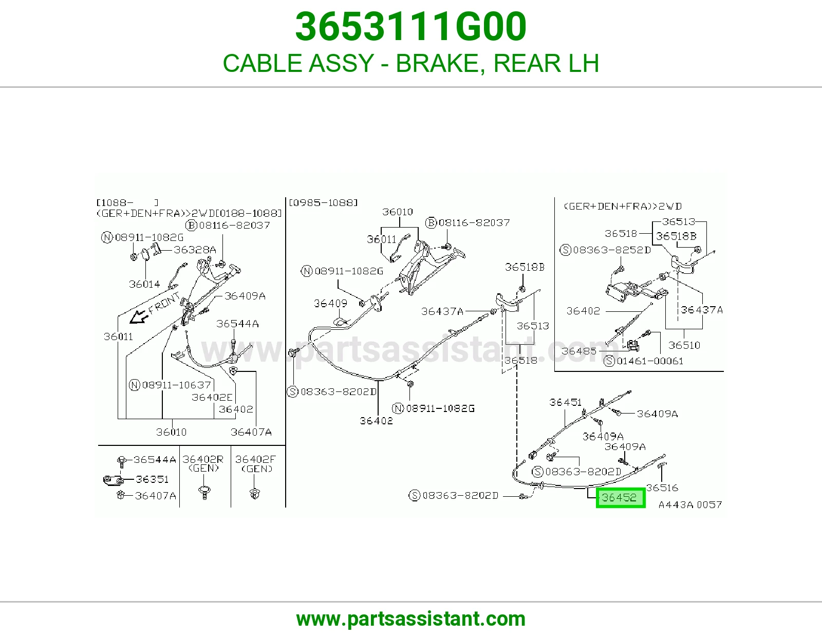 CABLE ASSY - BRAKE, REAR LH