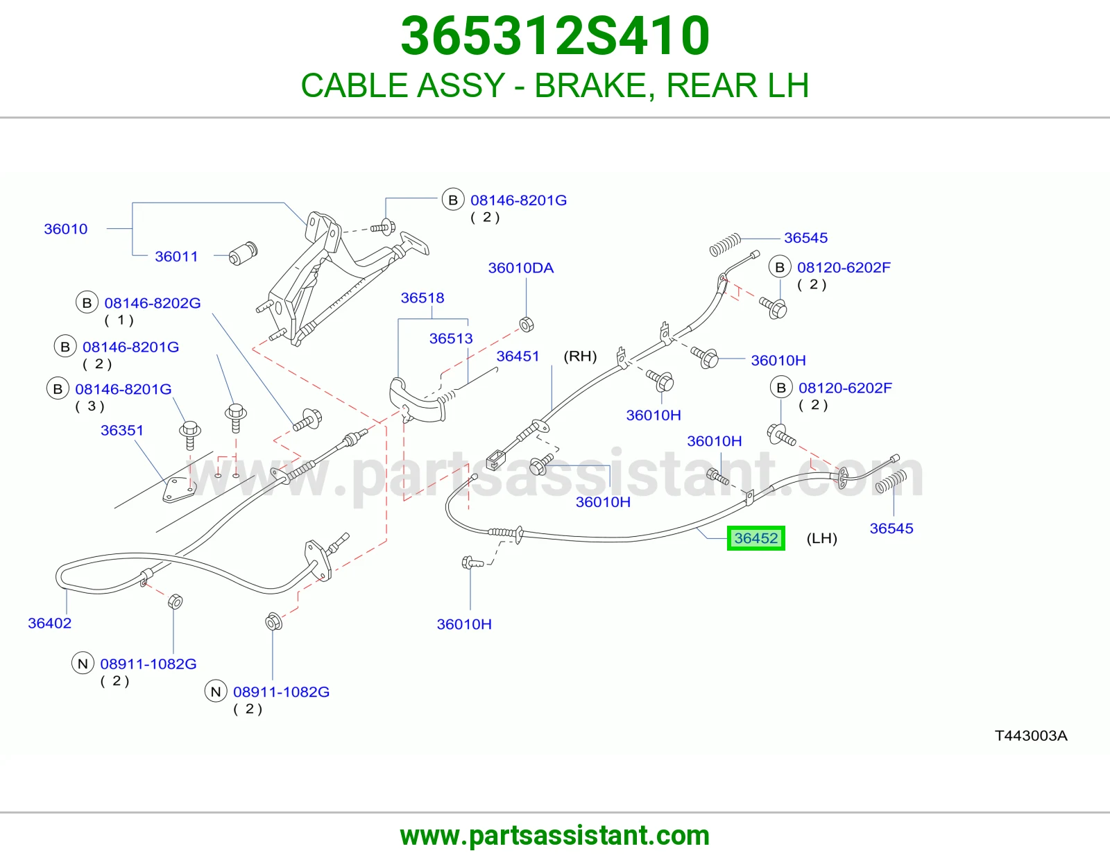 CABLE ASSY - BRAKE, REAR LH