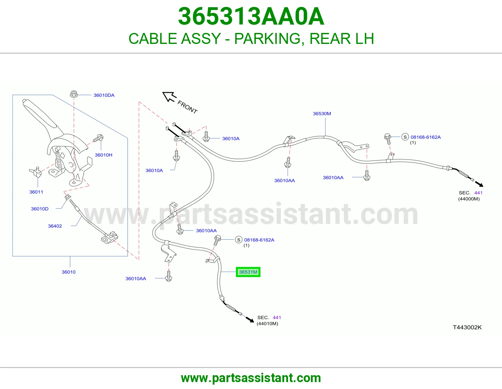 CABLE ASSY - PARKING, REAR LH