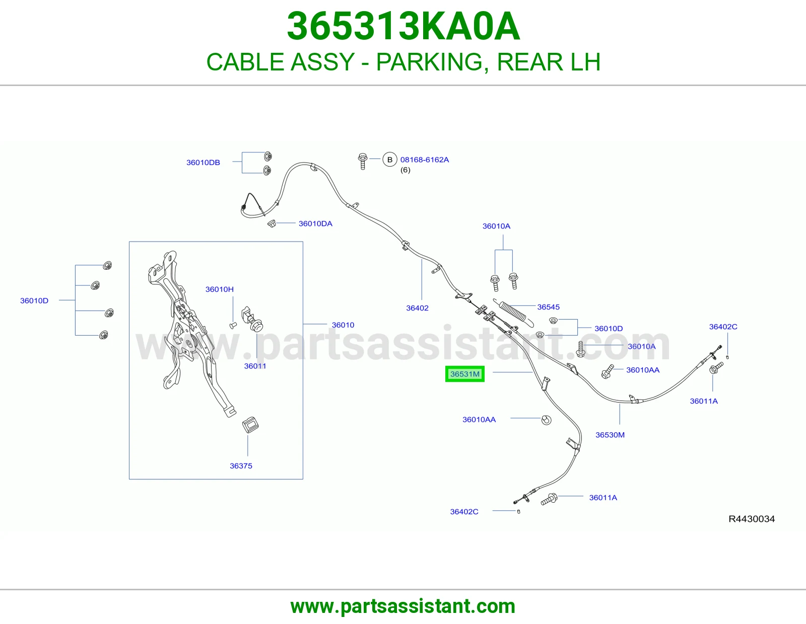 CABLE ASSY - PARKING, REAR LH