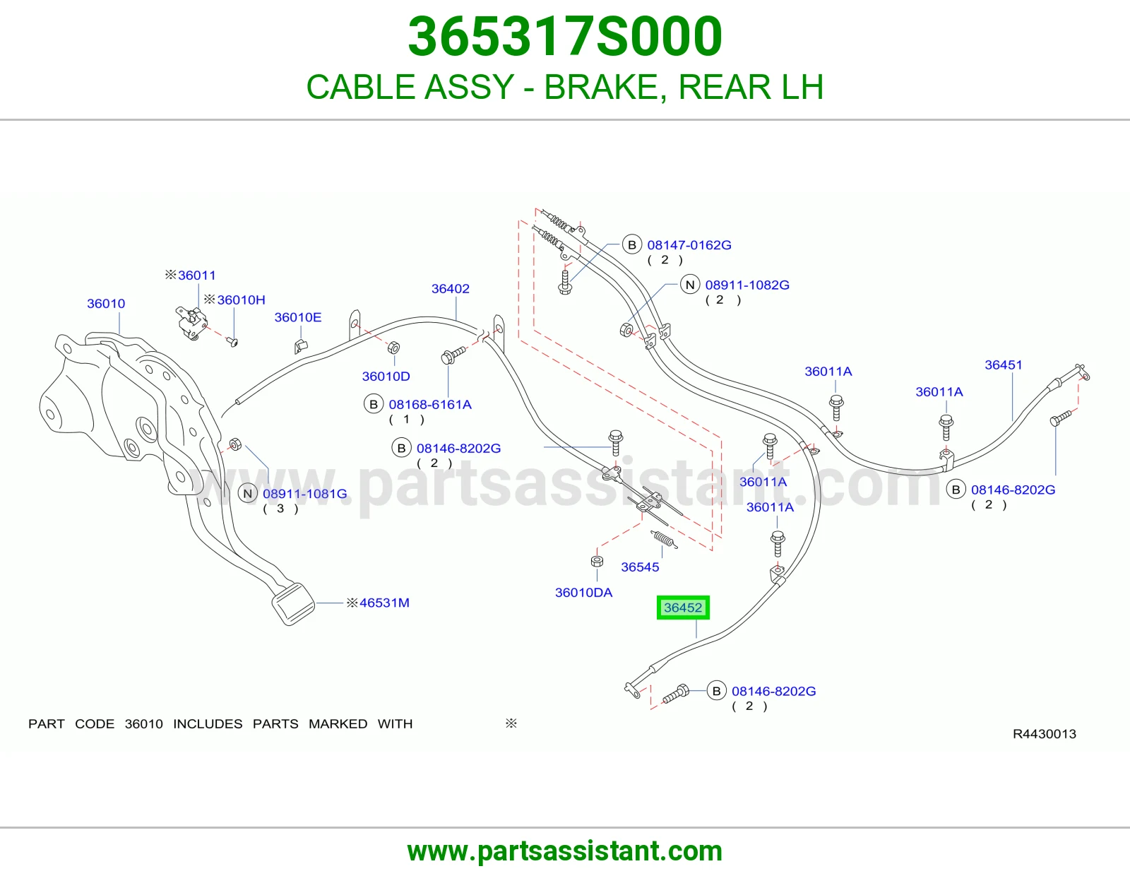CABLE ASSY - BRAKE, REAR LH