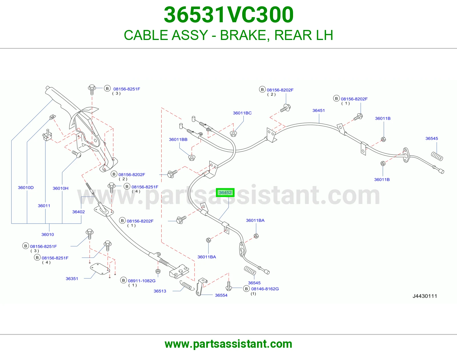 CABLE ASSY - BRAKE, REAR LH