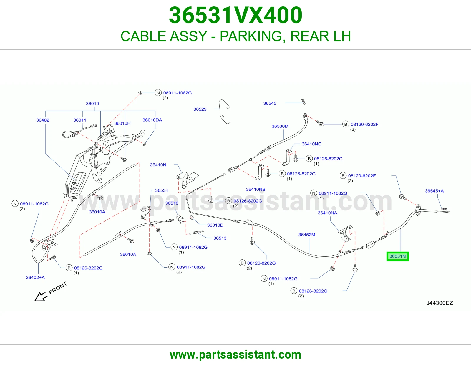 CABLE ASSY - PARKING, REAR LH