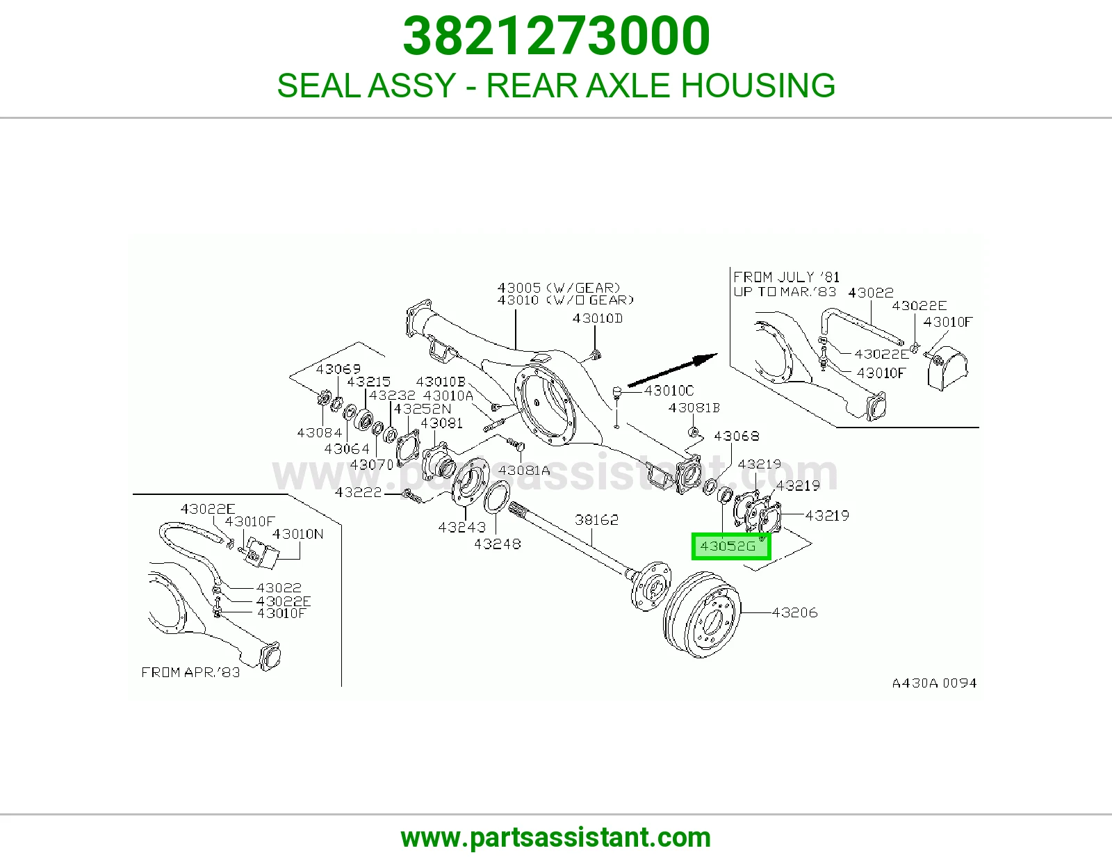 SEAL ASSY - REAR AXLE HOUSING