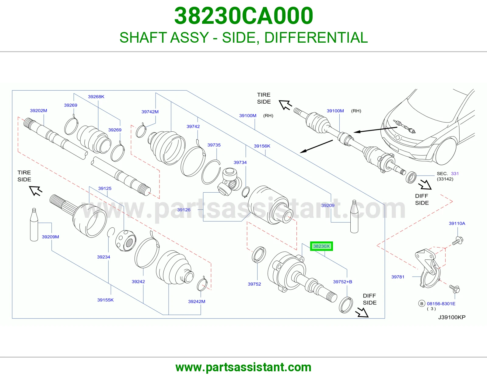 SHAFT ASSY - SIDE, DIFFERENTIAL
