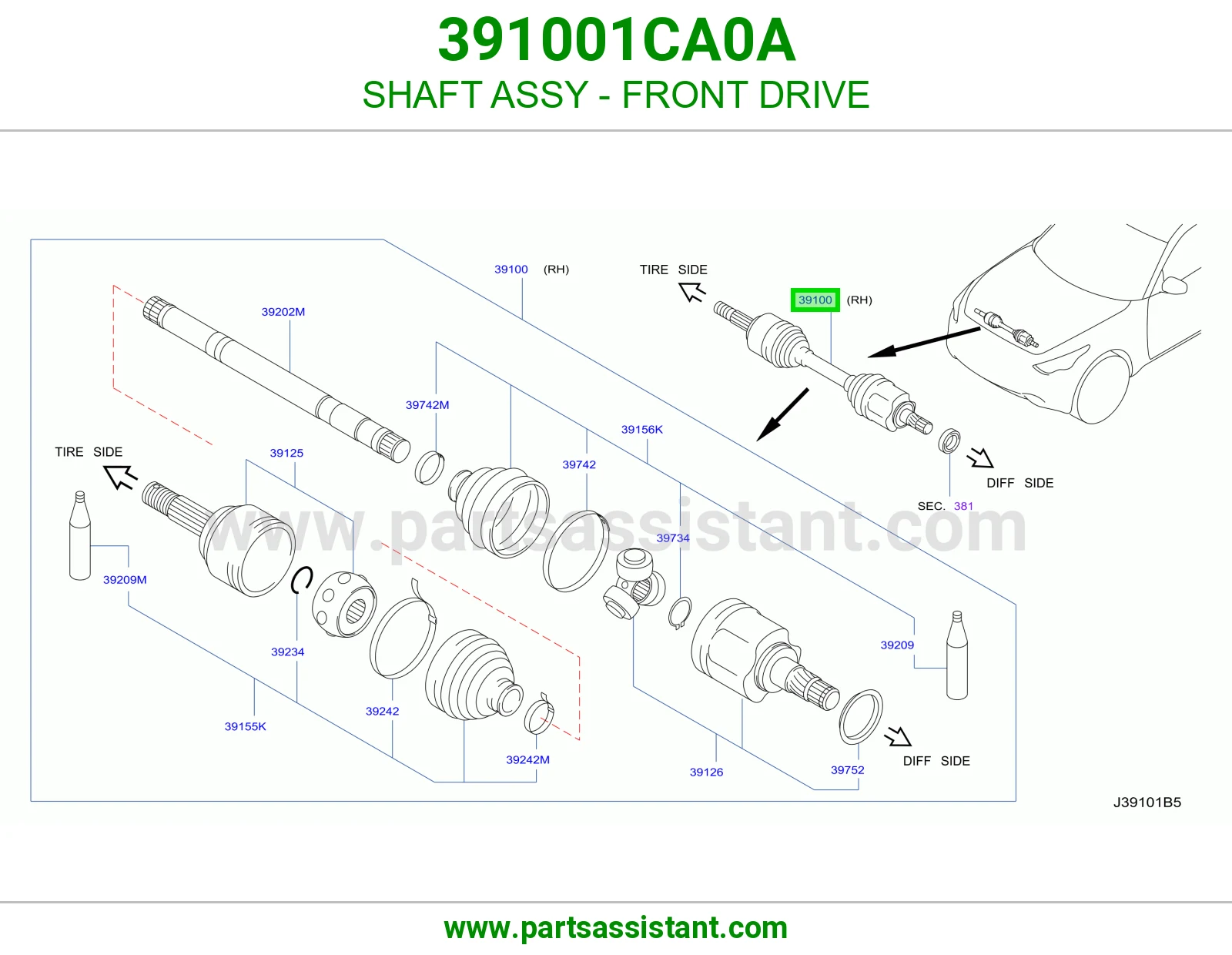 SHAFT ASSY - FRONT DRIVE