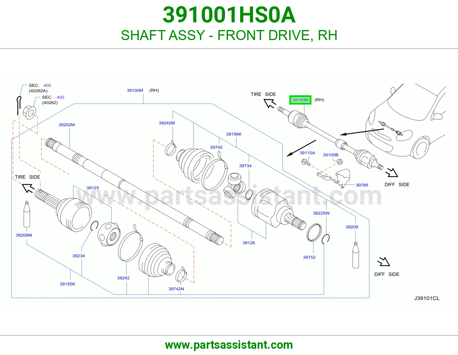 SHAFT ASSY - FRONT DRIVE, RH