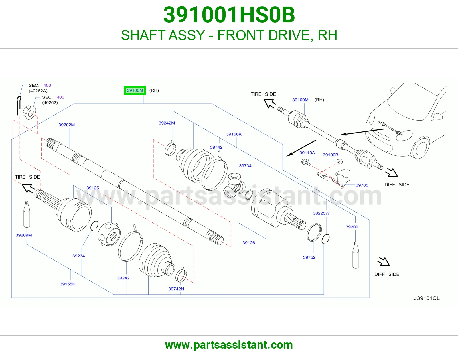 SHAFT ASSY - FRONT DRIVE, RH
