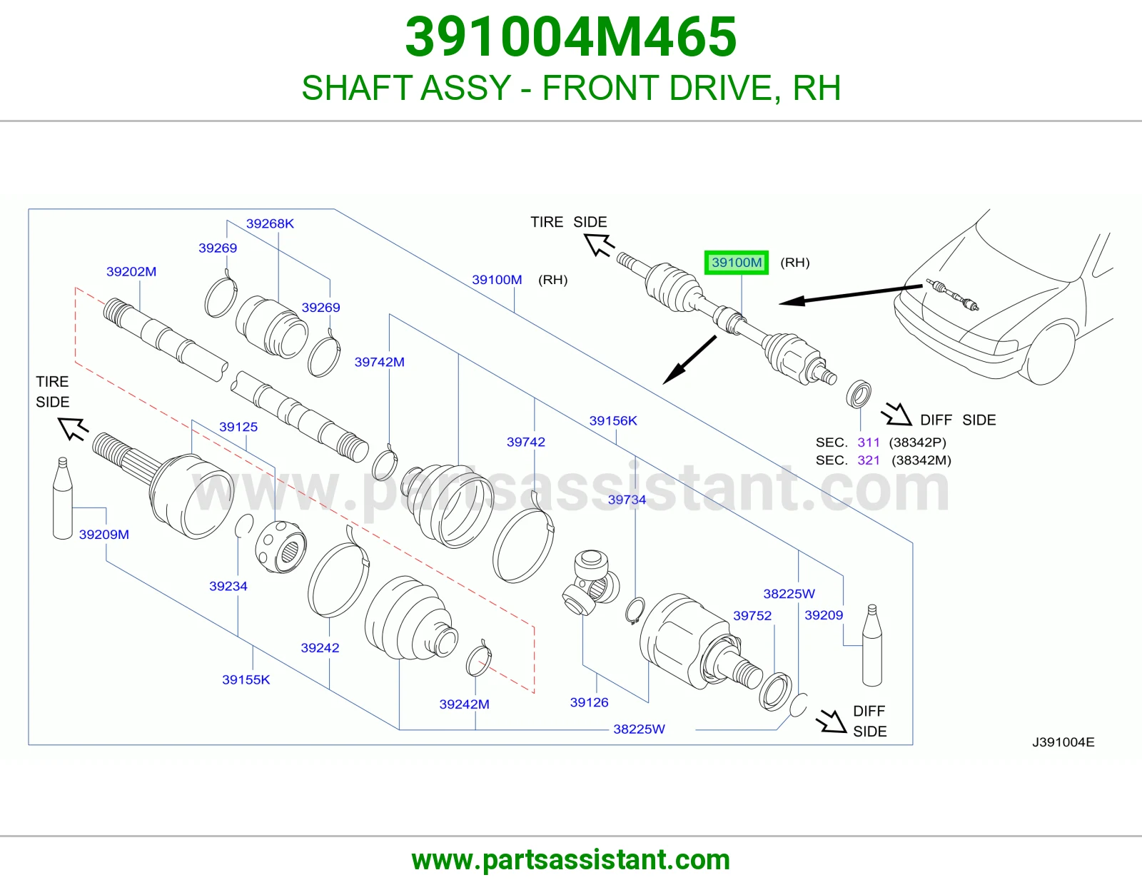 SHAFT ASSY - FRONT DRIVE, RH