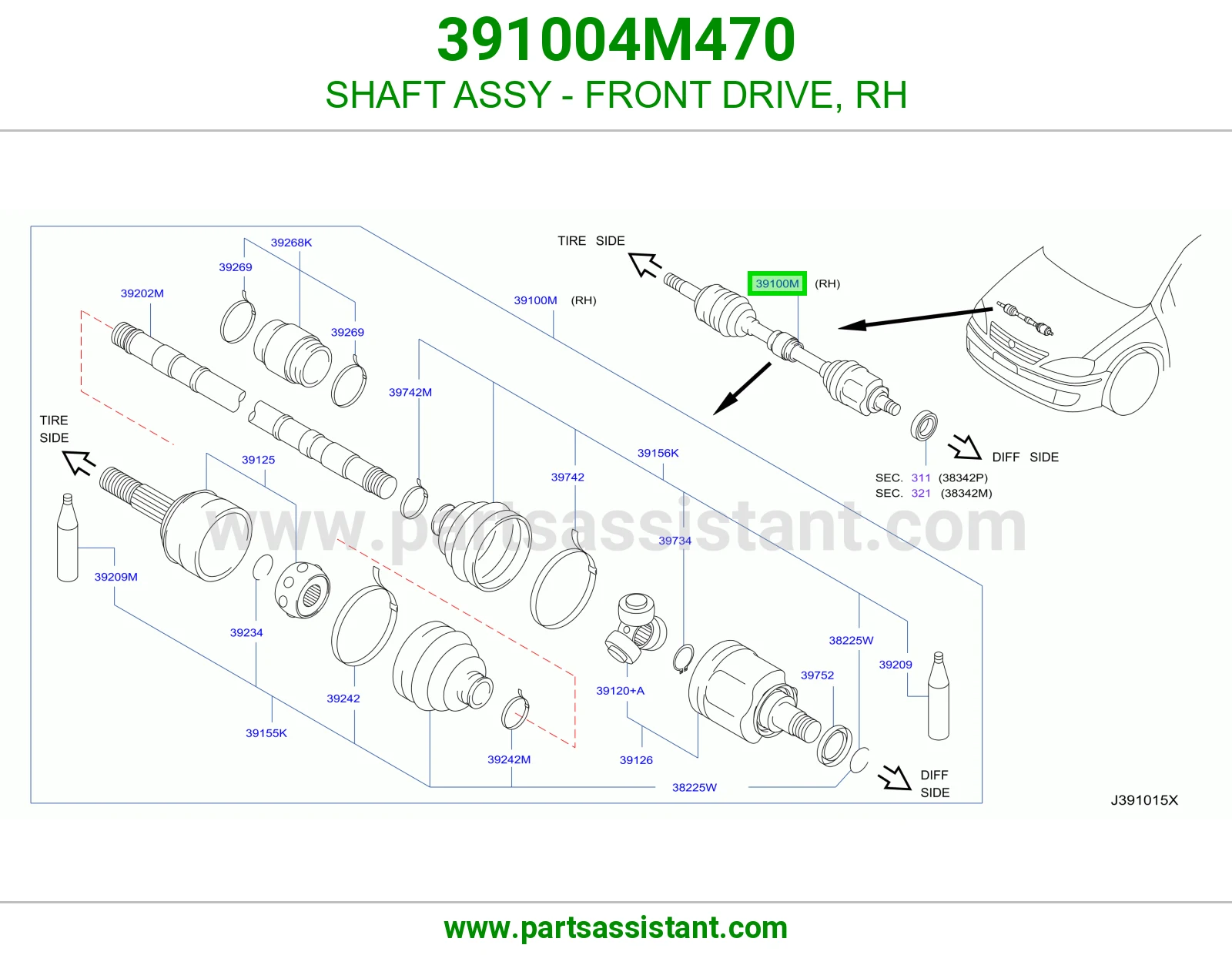 SHAFT ASSY - FRONT DRIVE, RH