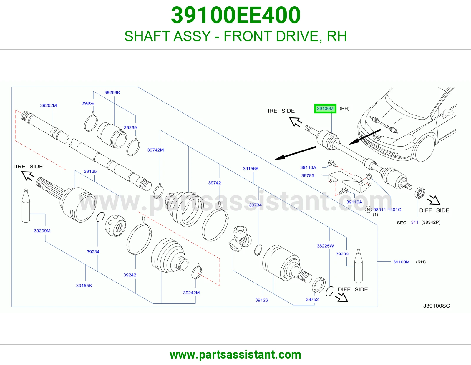 SHAFT ASSY - FRONT DRIVE, RH