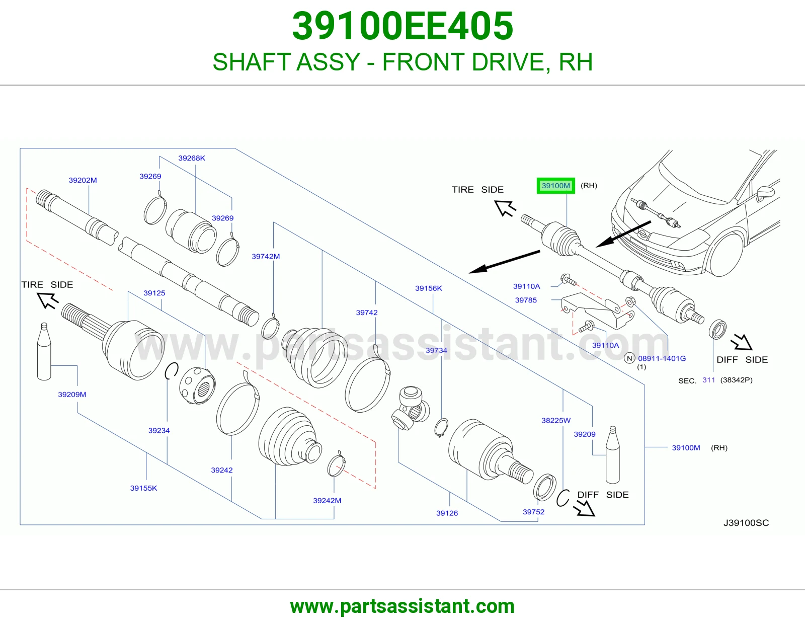 SHAFT ASSY - FRONT DRIVE, RH