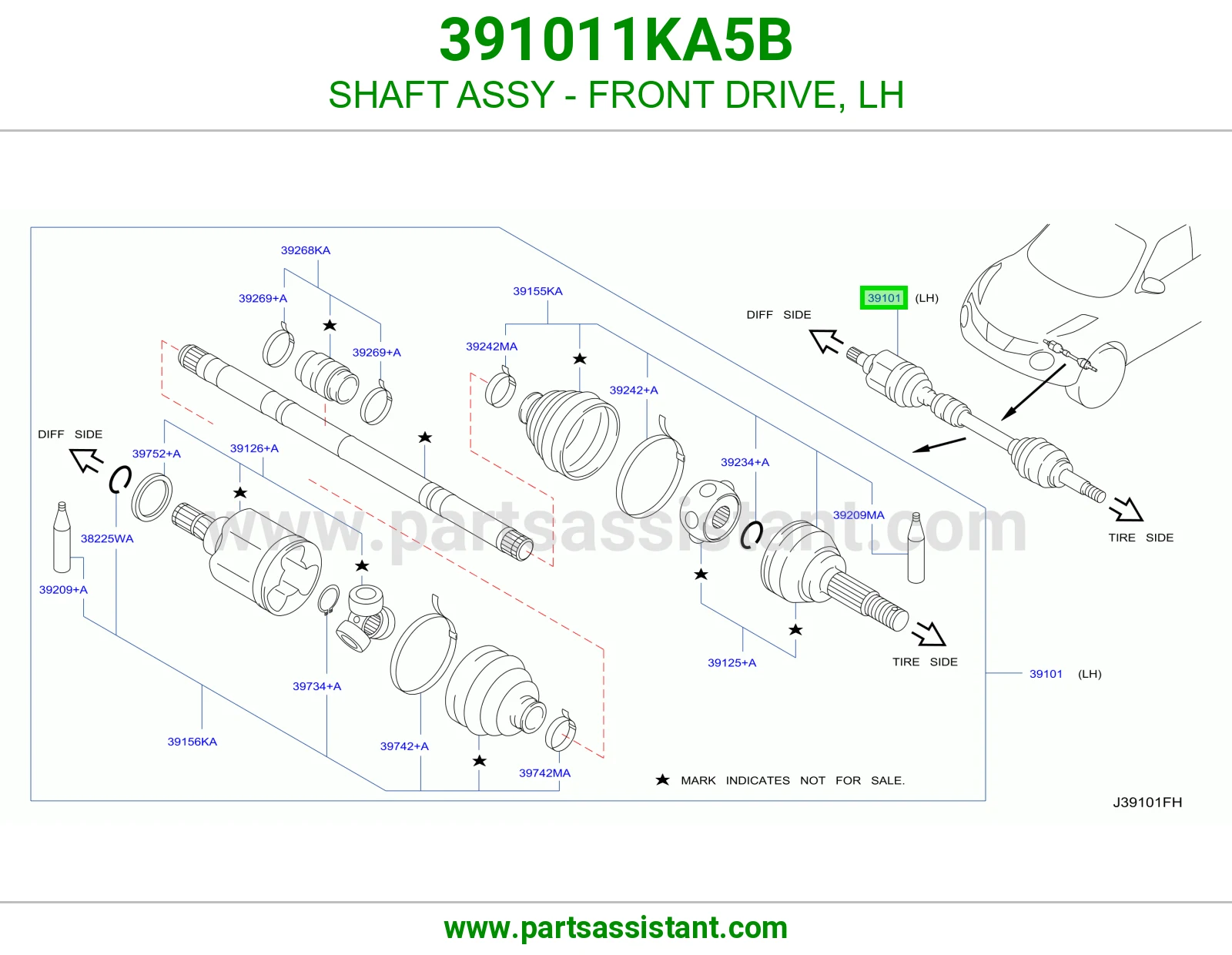 SHAFT ASSY - FRONT DRIVE, LH
