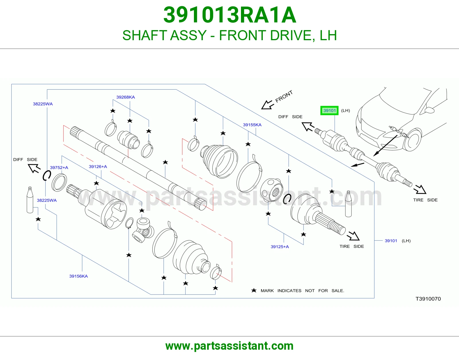 SHAFT ASSY - FRONT DRIVE, LH