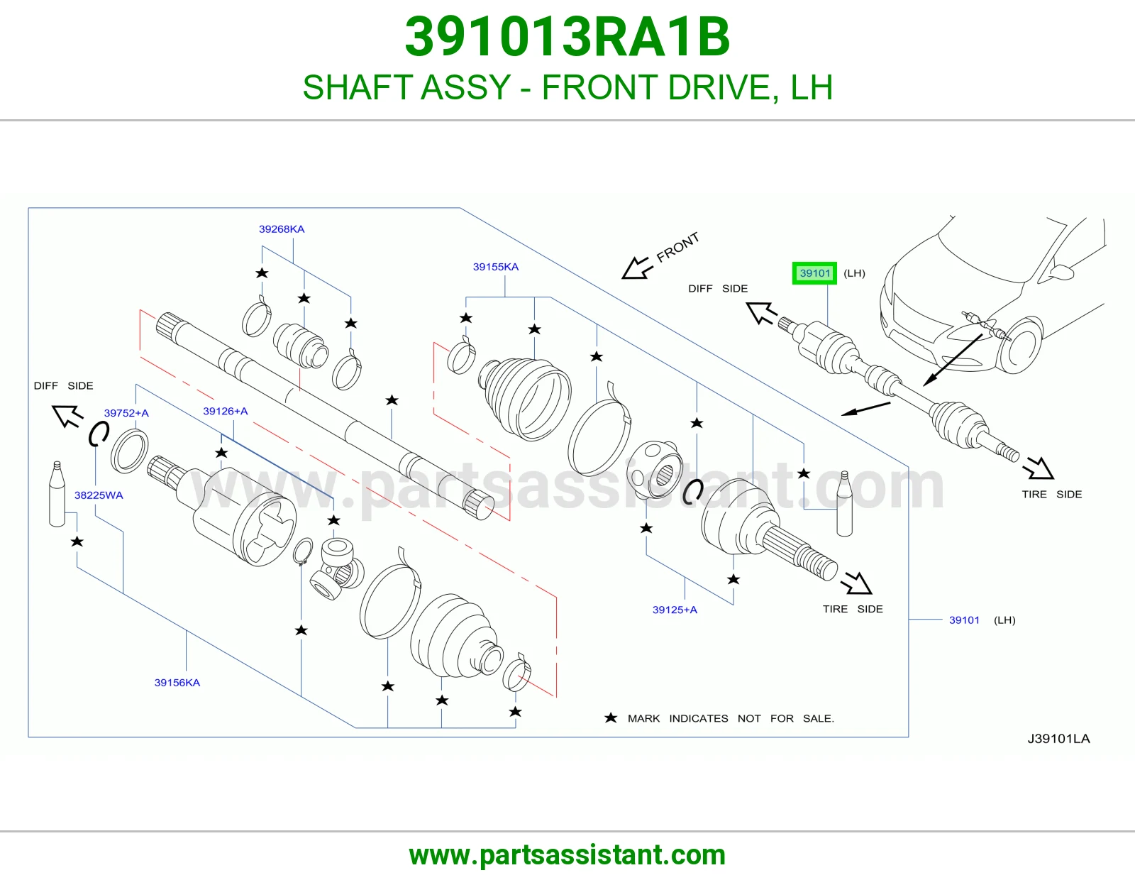 SHAFT ASSY - FRONT DRIVE, LH