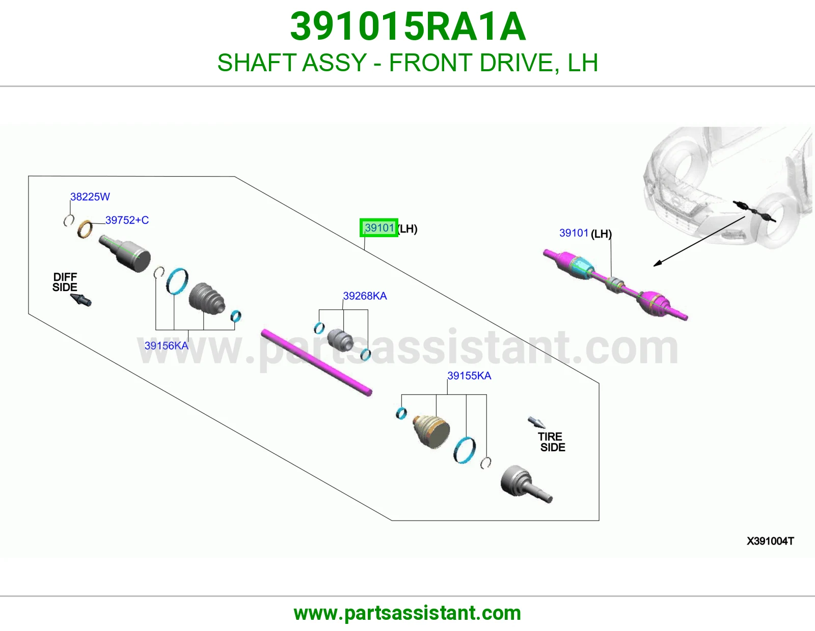 SHAFT ASSY - FRONT DRIVE, LH