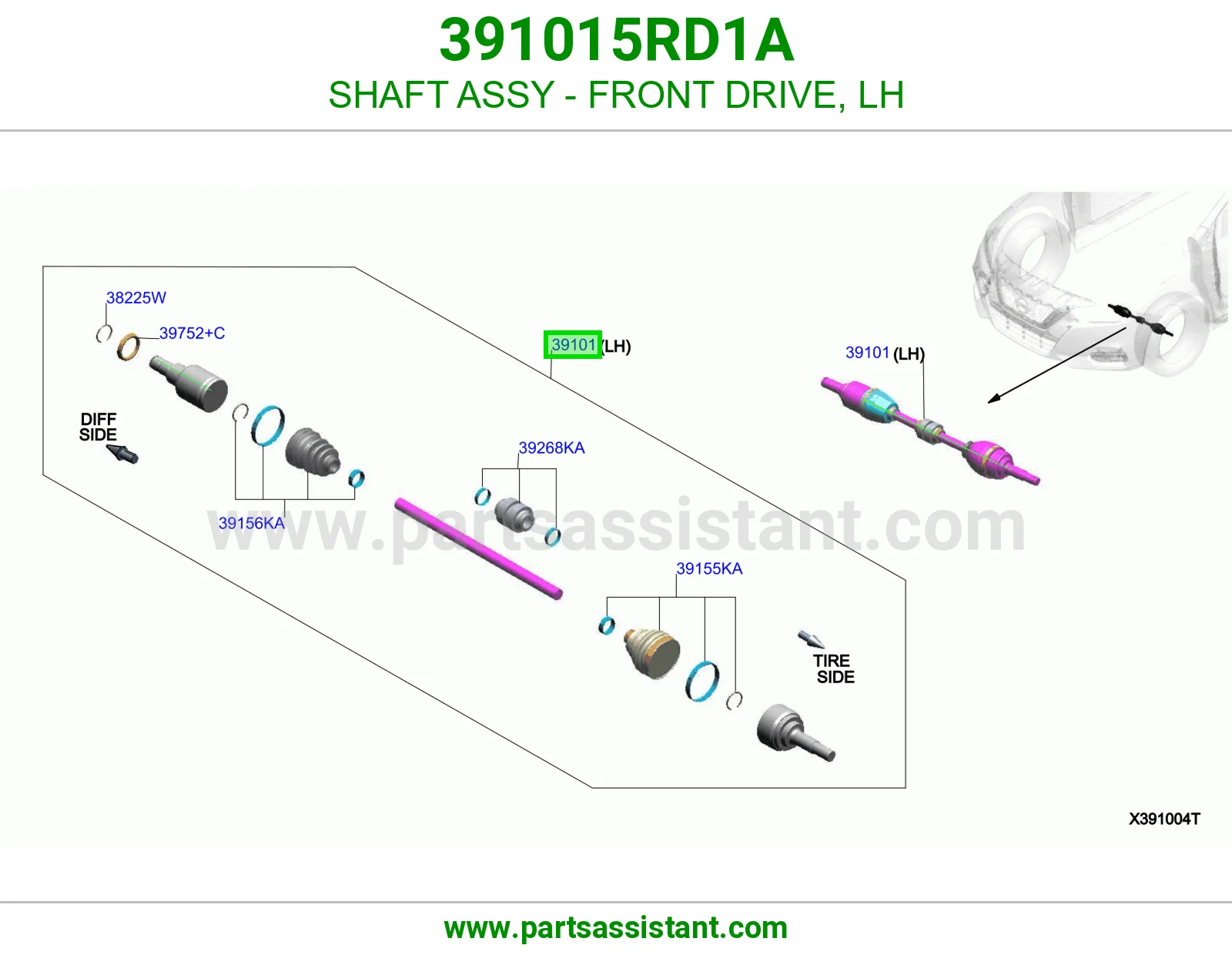 SHAFT ASSY - FRONT DRIVE, LH