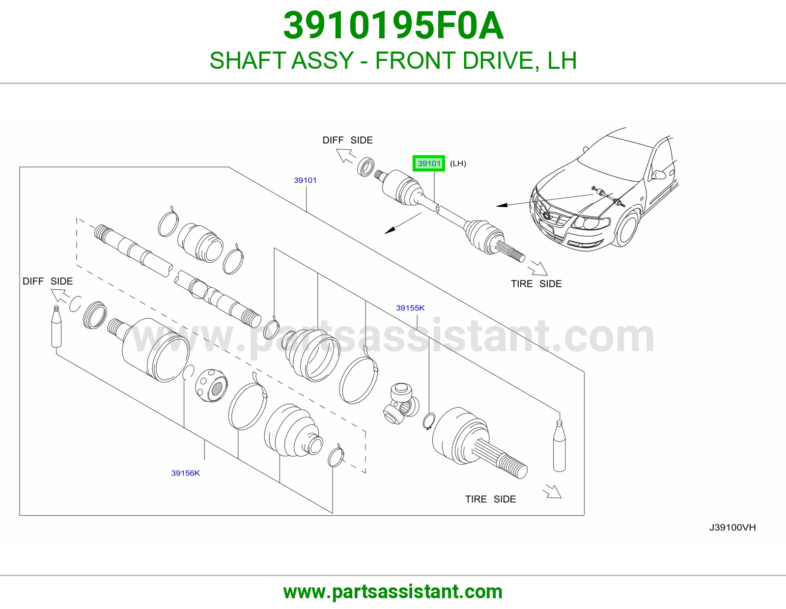 SHAFT ASSY - FRONT DRIVE, LH