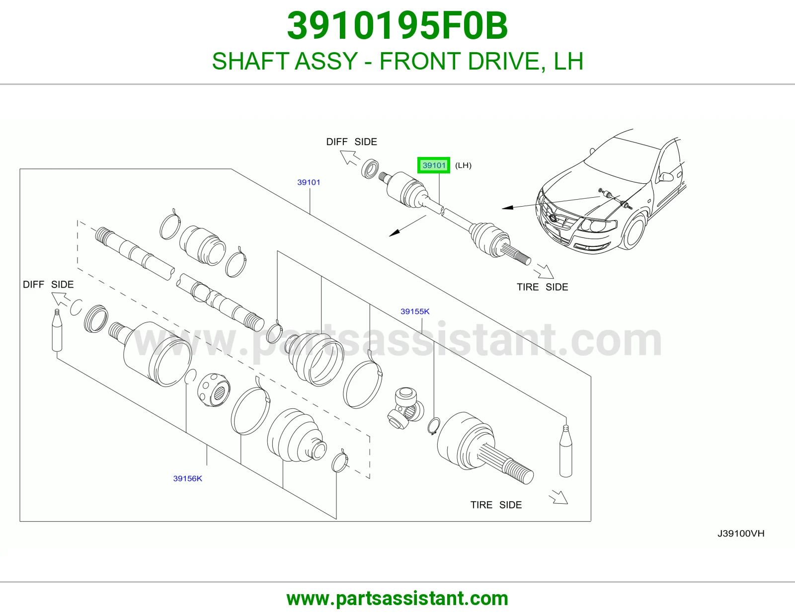 SHAFT ASSY - FRONT DRIVE, LH