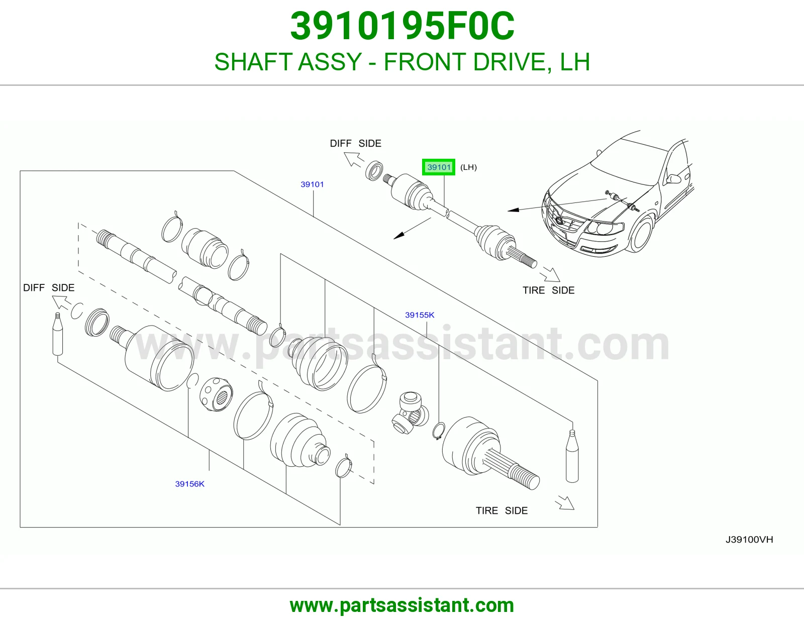 SHAFT ASSY - FRONT DRIVE, LH