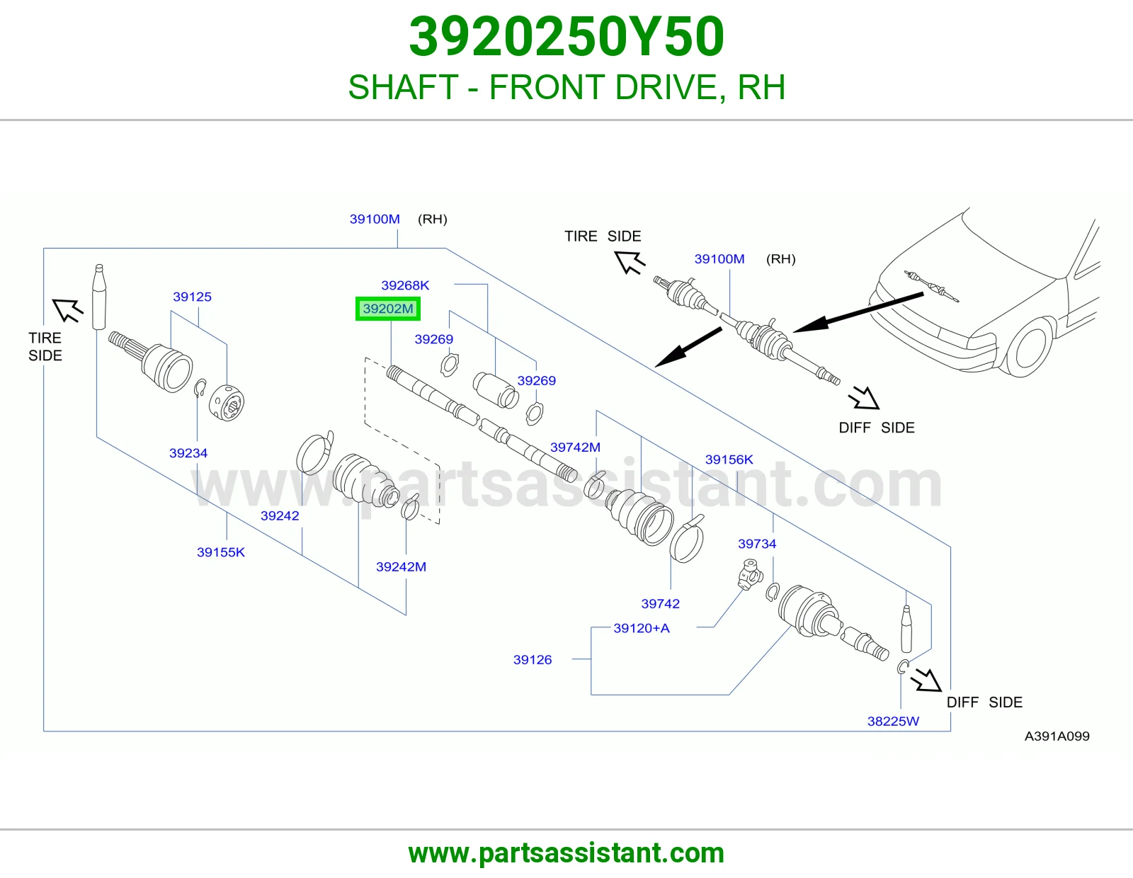 SHAFT - FRONT DRIVE, RH