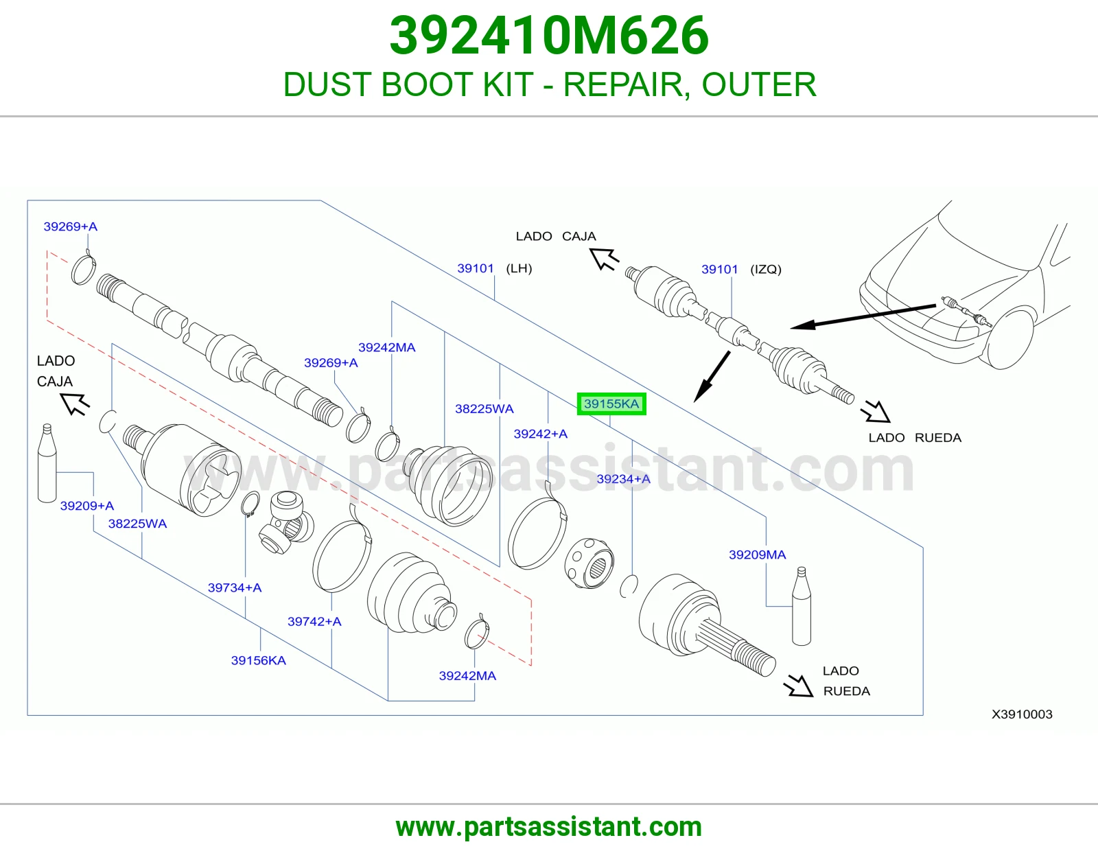 DUST BOOT KIT - REPAIR, OUTER