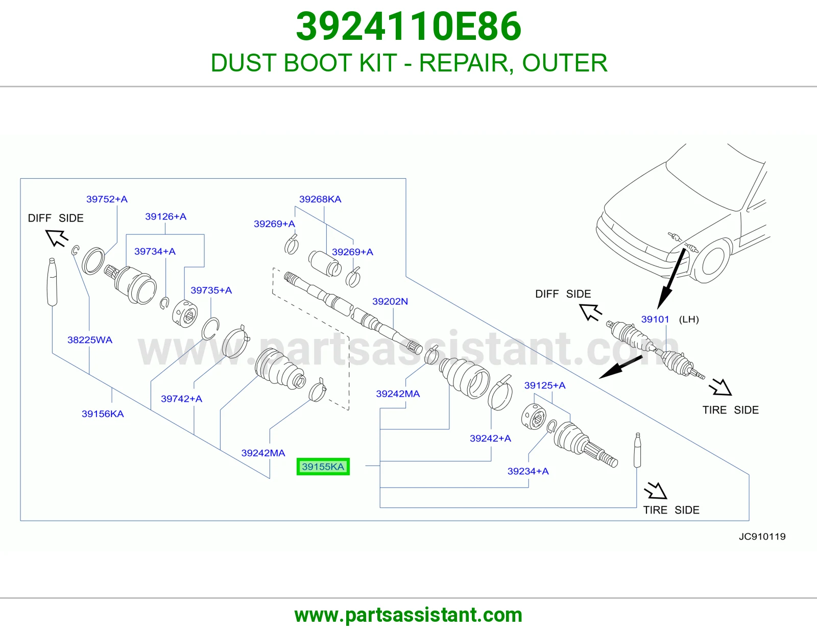 DUST BOOT KIT - REPAIR, OUTER