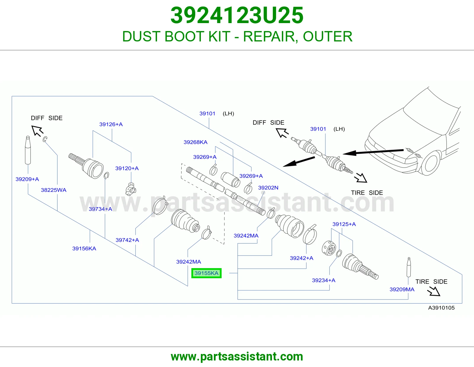 DUST BOOT KIT - REPAIR, OUTER
