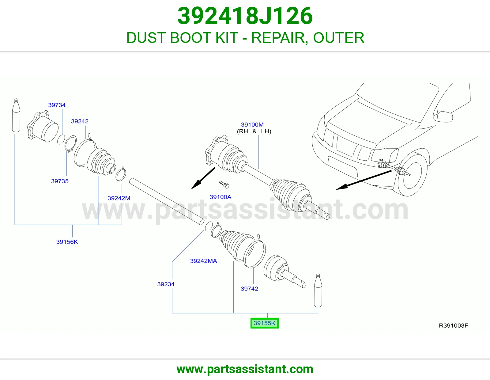 DUST BOOT KIT - REPAIR, OUTER