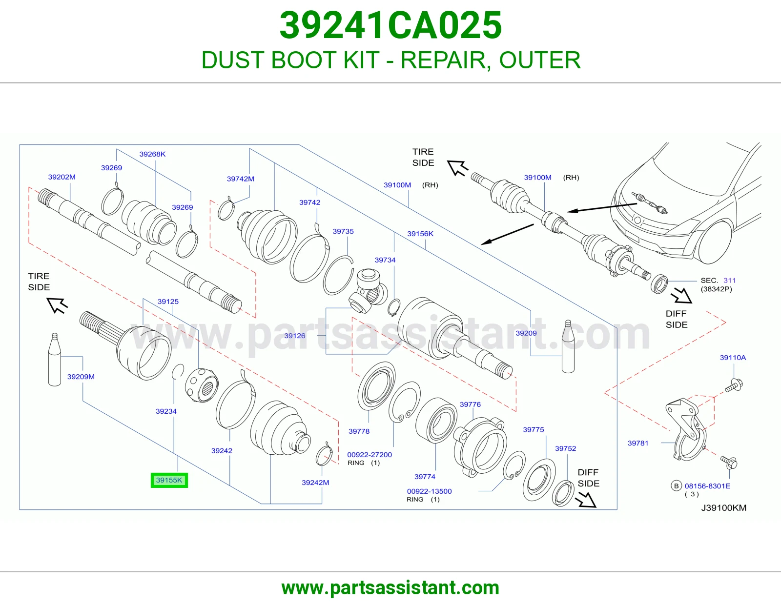 DUST BOOT KIT - REPAIR, OUTER