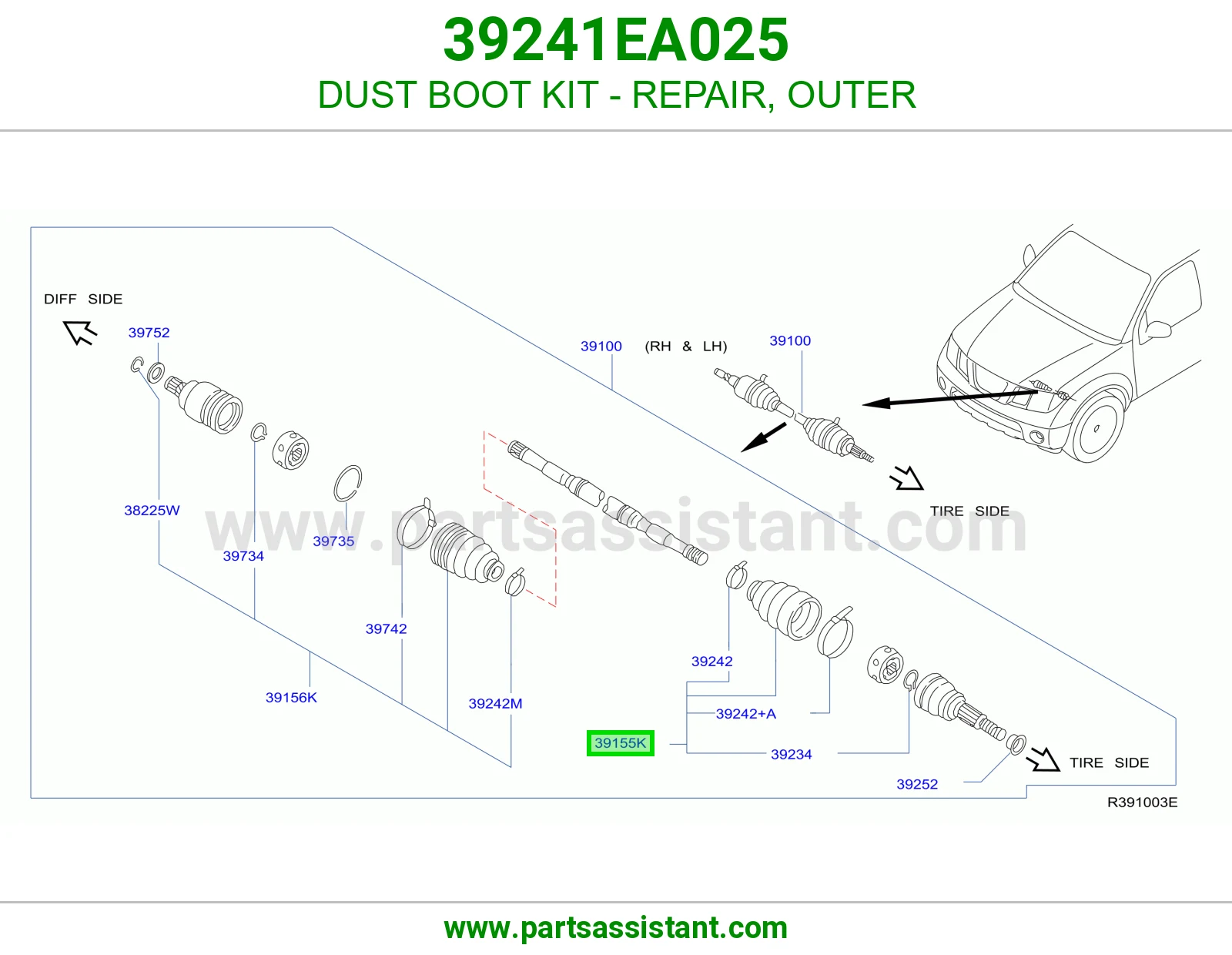 DUST BOOT KIT - REPAIR, OUTER